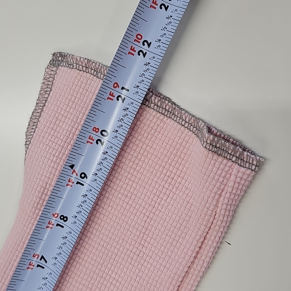 Vtg Y2K Fitigues Light Pink, Long Sleeve Waffle Knit, V Neck, Hoodie, XS, NEW - Picture 7 of 9